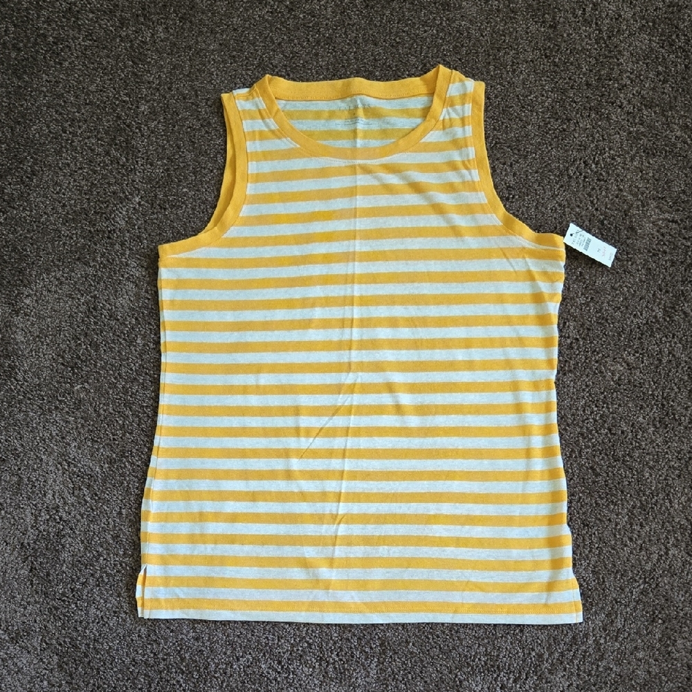 NEW Talbots Yellow White Stripe Tank Top M